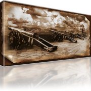 Kanonen Landschaft Retro Kunstdruck 1-Teilig: 80x45 cm