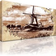 Windmühle Retro Wandbild auf Leinwand 