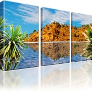 Berg Palmen Ozean Wandbild 3-Teilig: 165x100 cm