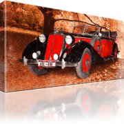 Auto Oldtimer Fahrzeug Leinwandbild 1-Teilig: 80x45 cm | Rot