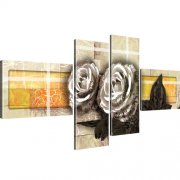 Rosen Blumen Kunst Wandbild 4-Teilig: 130x60 cm