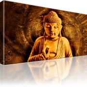 Buddha Tibet Wandbild 1-Teilig: 100x55 cm | Orange