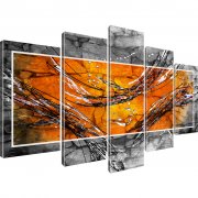 Abstraktion Streifen Kunstdruck 5-Teilig: 175x100 cm | Orange