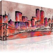 Golden Bridge New York Manhattan Wandbild 1-Teilig: 100x55 cm | Bordeaux