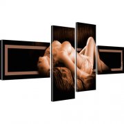 Erotik Leinwandbild 4-Teilig: 130x60 cm | Sepia