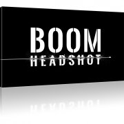 BOOM Headshot - Gamer Wandbild 1-Teilig: 60x35 cm | Schwarz-weiss