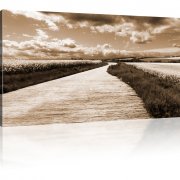 Landschaft mit Fluss Wandbild 1-Teilig: 120x70 cm | Sepia