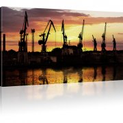 Kräne am Hafen als Kunstdruck 