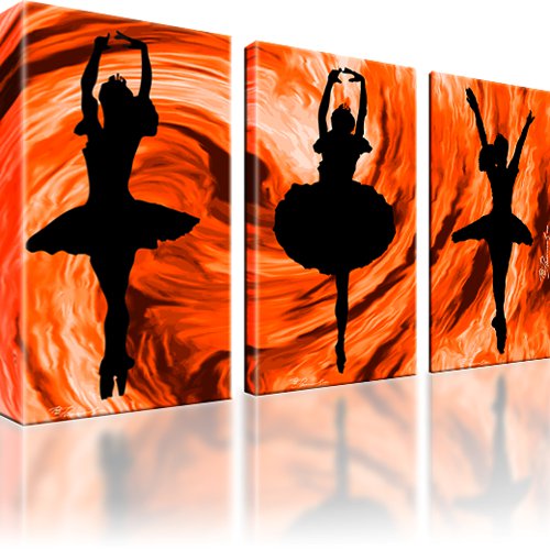 Frau Ballet Tanz Wandbild 3-Teilig: 105x60 cm