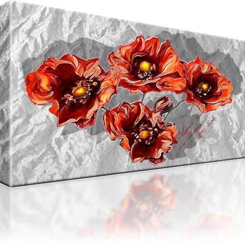 Mohn Blume Wandbild auf Leinwand 