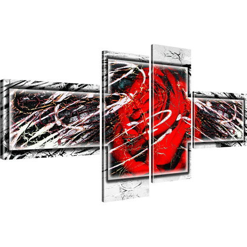 Abstraktion Rose Leinwandbild 4-Teilig: 170x80 cm