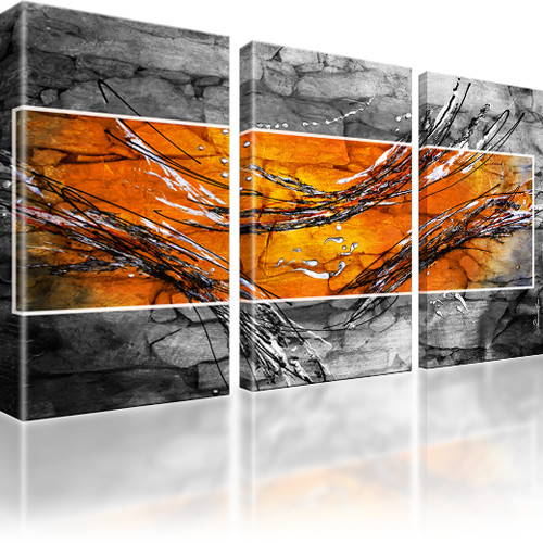 Abstraktion Streifen Kunstdruck 3-Teilig: 165x100 cm | Orange