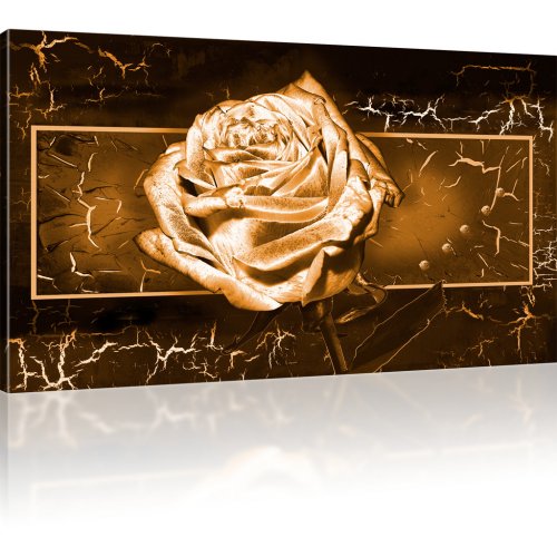 Goldene Rose Wandbilder auf Leinwand 1-Teilig: 100x55 cm | Sepia