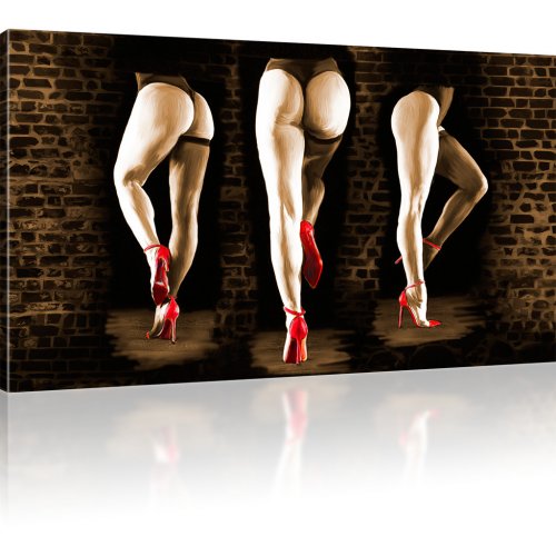 Sexy Hinter Strümpfe Erotik Beine Wandbild 1-Teilig: 80x45 cm | Sepia