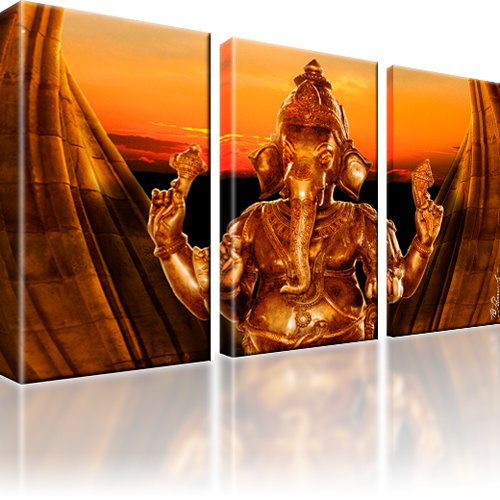 Ganesha Indien Leinwandbild 3-Teilig: 165x100 cm