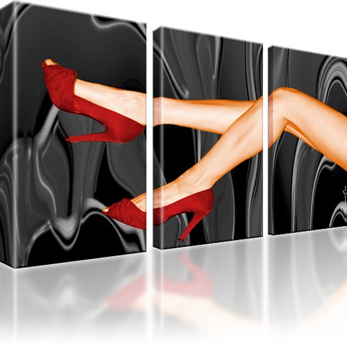 Sexy Beine Rote Schuhe Wandbild 3-Teilig: 105x60 cm