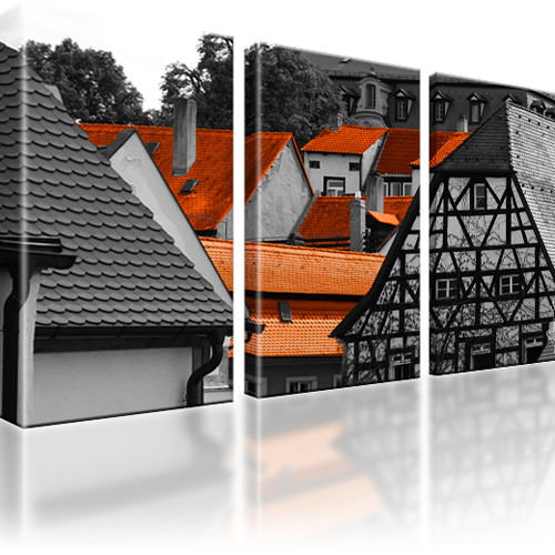 Bamberg Haus Dach Leinwandbild 3-Teilig: 165x100 cm